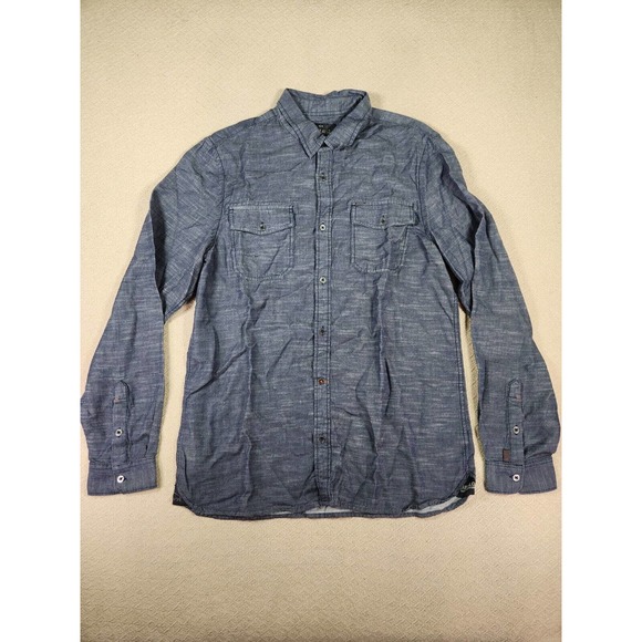 Buffalo by David Bitton Shirt Mens Large L Metal Button Up Collar Blue NWOT - Picture 1 of 12